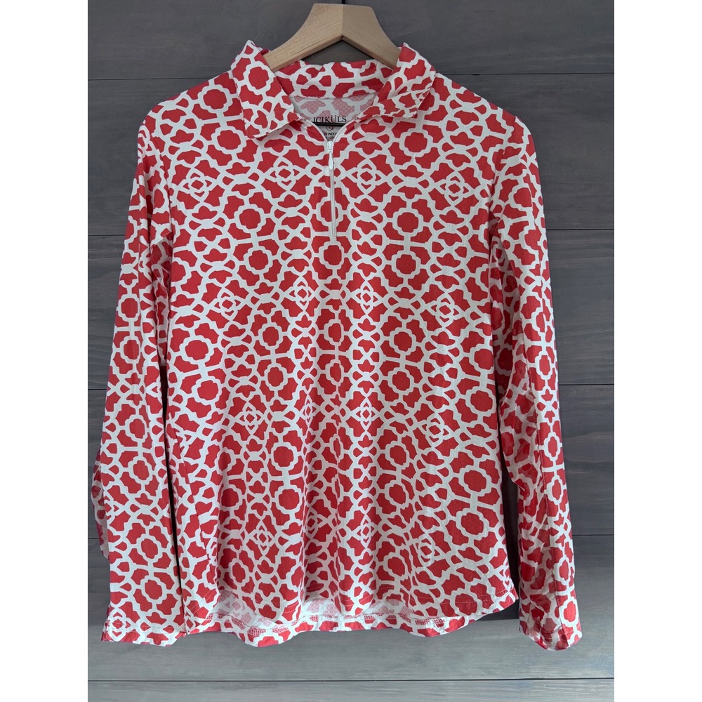 ICIKULS IBKULS Top Womens Small 1/4 Zip Polo Mesh Long Sleeve Golf Tennis Large